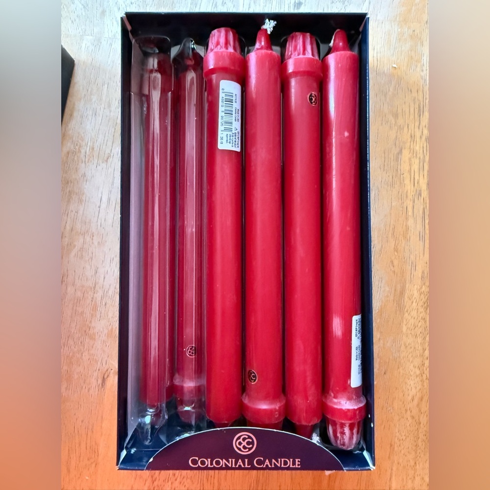Set of 10, 10” red taper candles